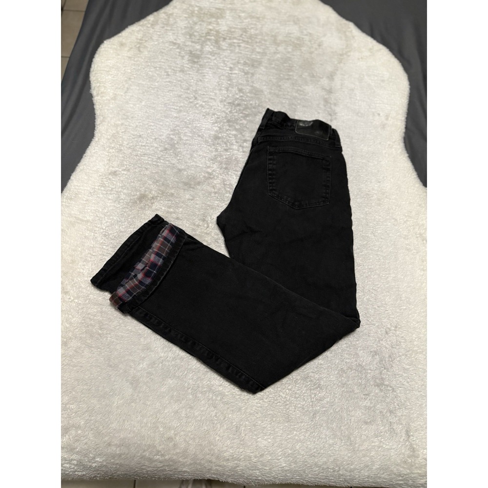 Eddie Bauer Men's Straight Black Denim Lined Jeans Size 32x32 Pants Stretch
